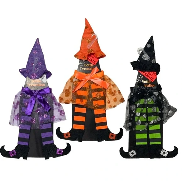 Halloween Witches Bottle Decorations Covers Slip On Seasonal Fall Decor 3 Piece - Picture 1 of 12